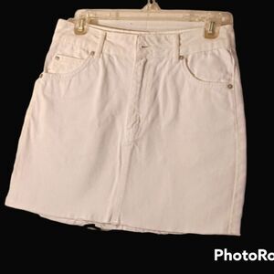 Top Shop Frayed Hem White Denim Mini Skirt sz 6